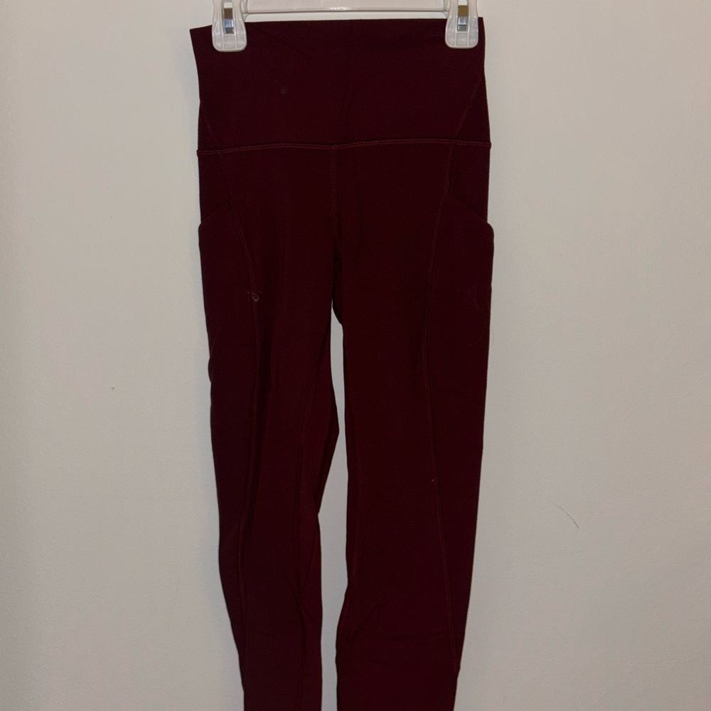 LULULEMON Burgundy High-Waisted Leggings with pockets